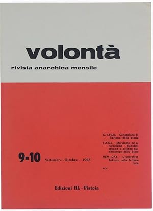 Imagen del vendedor de VOLONTA' Rivista Anarchica mensile. Anno XII - n. 9.10.: a la venta por Bergoglio Libri d'Epoca