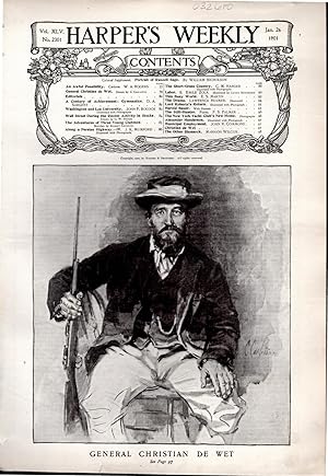 Imagen del vendedor de ENGRAVING: "General Christian De Wet". engraving from Harper's Weekly, January 26, 1901 a la venta por Dorley House Books, Inc.
