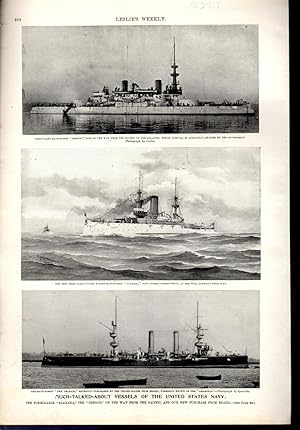 Immagine del venditore per Engraving: "Much-talked-about Vessels of the United States Navy". photoengravings from Leslie's Weekly, April 21, 1898 venduto da Dorley House Books, Inc.
