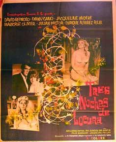 Bild des Verkufers fr Tres Noches de Locura [movie poster]. (Cartel de la pelcula). zum Verkauf von Wittenborn Art Books