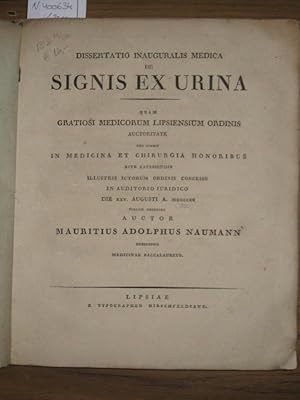 Bild des Verkufers fr Dissertatio inauguralis medica de signis ex urina, quam [.] in Auditorio juridico [Universitatis Lipsiense] publice defendet zum Verkauf von Antiquariat Carl Wegner