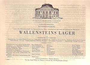 Bild des Verkufers fr ProgrammHeft zu 'Wallensteins Lager'. Neueinstudierung unter der Schirmherrschaft des Standortltesten Oberst Hiersemenzel und unter Mitwirkung der Wehrmacht. zum Verkauf von Antiquariat Carl Wegner