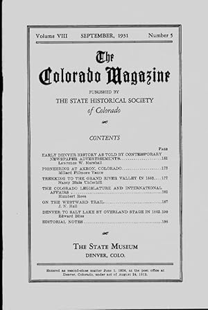 The Colorado Magazine, Vol. VIII, No. 5, September 1931