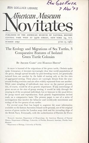 Seller image for The Ecology and Migrations of Sea Turtles, 5 Comparative Features of Isolated Green Turtle Colonies for sale by Frank's Duplicate Books