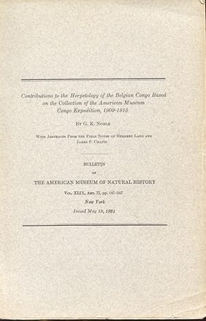 Contributions to the Herpetology of the Belgian Congo Based on the Collection of the American Mus...