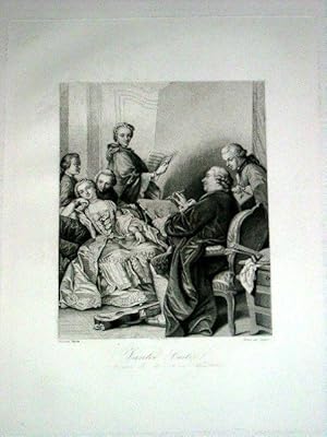 Seller image for Superbe gravure sur cuivre VanLoo Carle Peintre du Roi et sa Famille/ peint Vanloo grav� par Legris. Timbrage � sec en bas dans la marge Chalcographie du Louvre for sale by JOIE DE LIRE