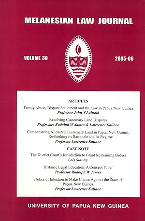 Seller image for Melanesian Law Journal, Volume 30 (2005-06) for sale by Masalai Press