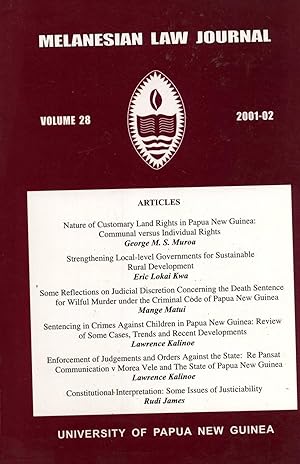Seller image for Melanesian Law Journal, Volume 28 (2001-02) for sale by Masalai Press