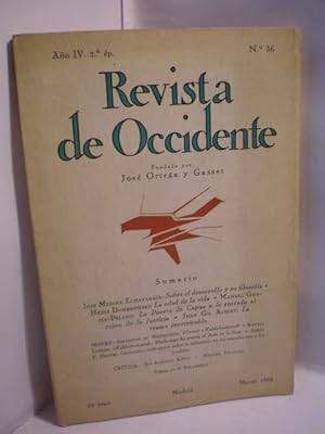 Imagen del vendedor de Revista De Occidente N 36. Marzo 1966. Ao IV. 2poca. a la venta por Librera Antonio Azorn