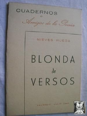 Seller image for BLONDA DE VERSOS for sale by Librera Maestro Gozalbo