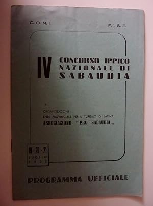 "C.O.N.I. - F.I.S.E. IV CONCORSO IPPICO NAZIONALE DI SABAUDIA Organizzazione Ente Provinciale per...