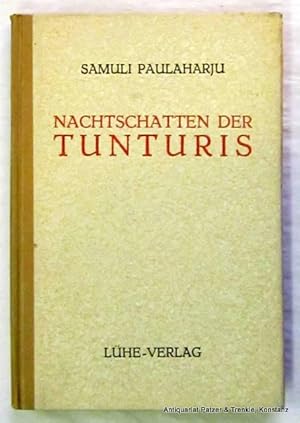 Seller image for Nachtschatten der Tunturis. Sagen aus Lappland. Aus dem Finnischen von Gustav Schmidt. 2. Auflage. Leipzig, Lhe-Verlag, (1943). Kl.-8vo. Mit Illustrationen des Verfassers. 221 S., 1 Bl. Or.-Pp. - Papier etwas gebrunt. for sale by Jrgen Patzer