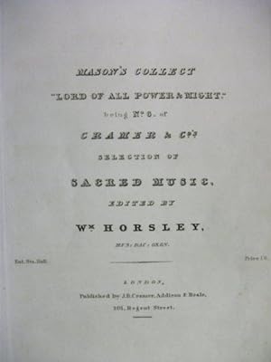 Mason's Collect "Lord of All Power & Might" being No 6 of Cramer & Co's selection of Sacred Music