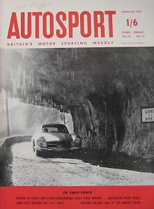 Image du vendeur pour Autosport Magazine. March 28, 1958. Volume 16. Number 13. Includes: Sebring 12 Hours & Lyon-Charbonnieres Rally; Snetterton Speed Trials; John Gott Reviews Rac Rally; Historic Racing Cars At Geneva Salon mis en vente par SAVERY BOOKS