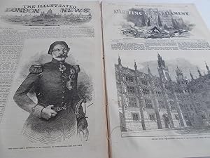 Image du vendeur pour The Illustrated London News (Complete Double Issue: Vol. XXV Nos. 717 & 718, December 16, 1854) With Lead Article "The War Debates," Two Supplements, "Meeting of Parliament" and Fold-Out Engraving "Battle of Inkerman" mis en vente par Bloomsbury Books