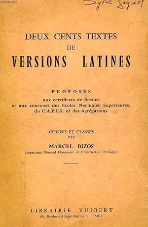 Seller image for DEUX CENT TEXTES DE VERSIONS LATINES for sale by Le-Livre