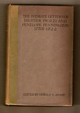 Seller image for The Intimate Letters of Hester Piozzi and Penelope Pennington 1788-1822 for sale by DJ Ernst-Books
