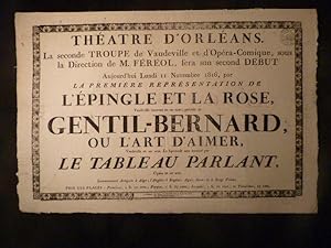 Théâtre d'Orléans. L'Epingle et la rose, précédé de Gentil-Bernard ou l'art d'aimer, et terminé p...