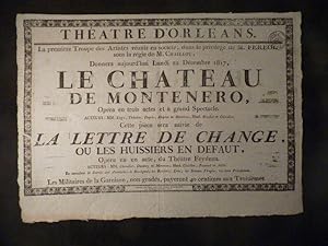 Théâtre d'Orléans. Le Château de Montenero, suivi de La Lettre de change, ou les huissiers en défaut