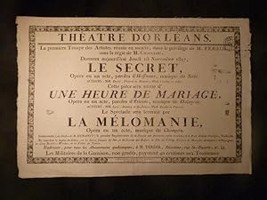 Théâtre d'Orléans. Le Secret, suivi d'Une heure de mariage, et terminé par La Mélomanie