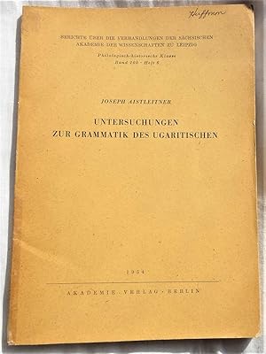 Seller image for UNTERSUCHUNGEN ZUR GRAMMATIK DES UGARITSCHEN for sale by Douglas Books