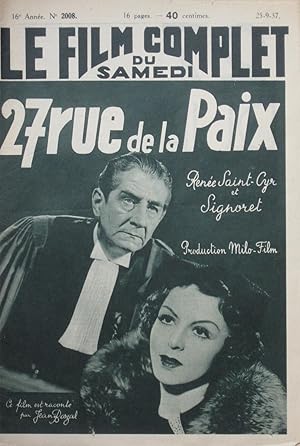 Bild des Verkufers fr 27 RUE DE LA PAIX : Le Film Complet du Samedi n2008 du 25-9-1937 zum Verkauf von Bouquinerie L'Ivre Livre