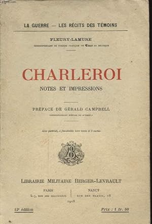 Imagen del vendedor de CHARLEROI NOTES ET IMPRESSIONS a la venta por Le-Livre