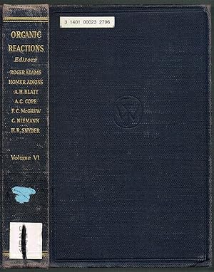 Seller image for Organic Reactions, VOLUME VI (6) for sale by SUNSET BOOKS