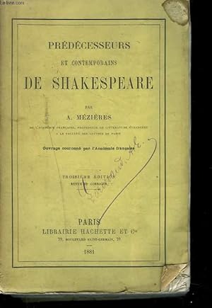 Bild des Verkufers fr CONTEMPORAINS ET SUCCESSEURS DE SHAKESPEARE. 3e dition revue et corrige. zum Verkauf von Le-Livre