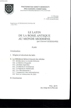 Bild des Verkufers fr SUPPLEMENT A EUROPROSPECTIONS N80. LE LATIN DE LA ROME ANTIQUE AU MONDE MODERNE. zum Verkauf von Le-Livre