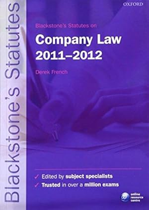 Immagine del venditore per Blackstone's Statutes on Company Law 2011-2012 venduto da Bellwetherbooks