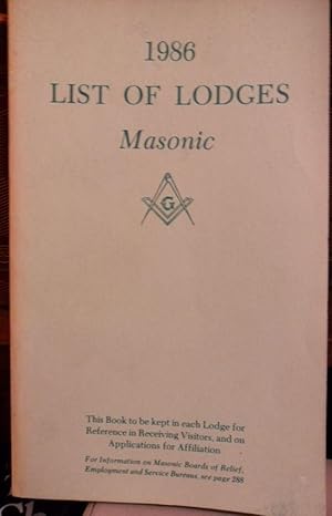 1986 LIST OF LODGES MASONIC