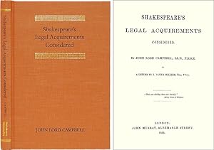 Imagen del vendedor de Shakespeare's Legal Acquirements Considered a la venta por The Lawbook Exchange, Ltd., ABAA  ILAB