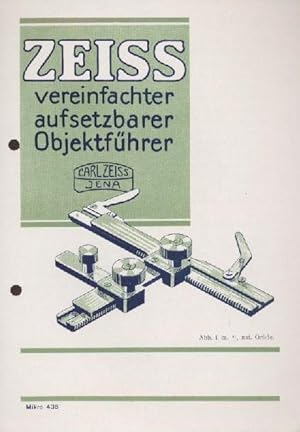 Zeiss vereinfachter aufsetzbarer Objektführer. Zeiss-Druckschrift Mikro 436. Prospekt.