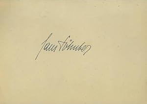 Imagen del vendedor de Unterschrift von Hans Shnker auf A6-Format-Zettel. a la venta por Antiquariat Carl Wegner