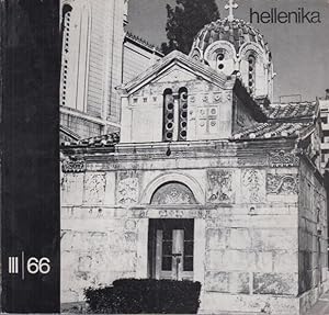 Bild des Verkufers fr Hellenika. Zeitschrift fr deutsch-griechische kulturelle und wirtschaftliche Zusammenarbeit. III. / 66. zum Verkauf von Antiquariat Carl Wegner