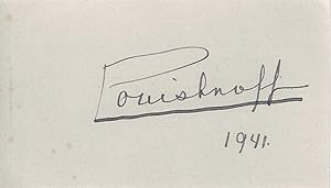Autograph / signature of the Ukranian pianist, Lev Pouishnoff. Dated 1941.