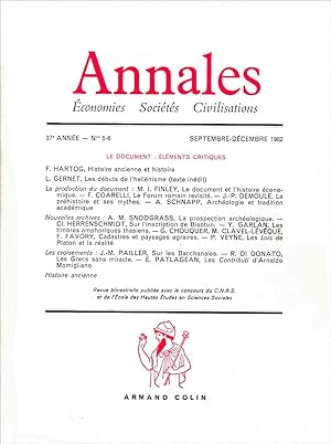 Annales (économies - sociétés - civilisations) 37e année N° 5-6, Sept-Déc 1982.