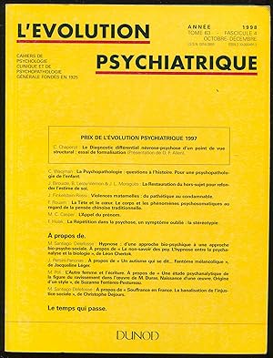 Seller image for L'volution psychiatrique. Anne 1998. Tome 63. Fascicule 4. Octobre-dcembre - Prix de l'volution psychiatrique 1997 for sale by LibrairieLaLettre2