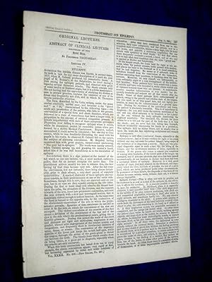 Bild des Verkufers fr The Medical Times and Gazette. 11 August 1855, No. 828. includes articles on Epilepsy, Homeopathy, Smyrna Hospital Fever Epidemic. zum Verkauf von Tony Hutchinson