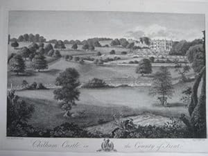 Antique Engraving Illustrating Chilham Castle in the County of Kent. From Edward Hasted's History...