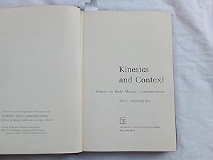 Imagen del vendedor de Kinesics and Context. Essays on Body Motion Communication. a la venta por Librera "Franz Kafka" Mxico.
