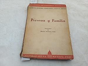 Bild des Verkufers fr Persona y familia. zum Verkauf von Librera "Franz Kafka" Mxico.