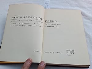 Bild des Verkufers fr Reich speaks of Freud. zum Verkauf von Librera "Franz Kafka" Mxico.