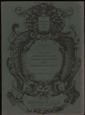 Catalogue of Valuable Autograph Letters, Literary Manuscripts and Historical Documents: Volume II...