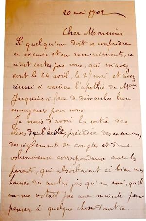 Intérressante lettre autographe signée Eugène Fondet adressée à Léonce PINGAUD, historien (Dijon,...