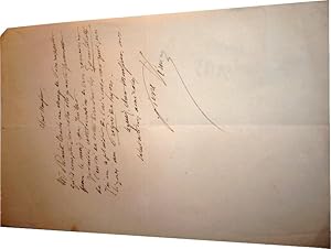 Mot autographe signé Pierre Véron au sujet d'une promesse faite à Monsieur Philarite Charles