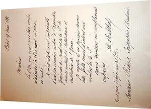 Lettre autographe signée Adolphe d Eichthal adressée à M. Ridoux Inspecteur d Académie. Il ne l...