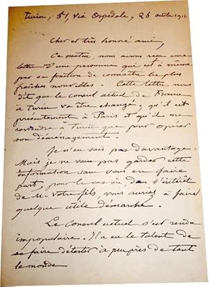 Intéressante lettre autographe signée de l'historien Charles-Émilien Thuriet, adressée à Léonce P...