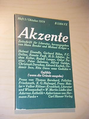 Seller image for Akzente. Zeitschrift fr Literatur. Heft 5/Oktober 1979, 26. Jahrgang: Gefhle (wenn die Grnde ausgehn) for sale by Versandantiquariat Rainer Kocherscheidt